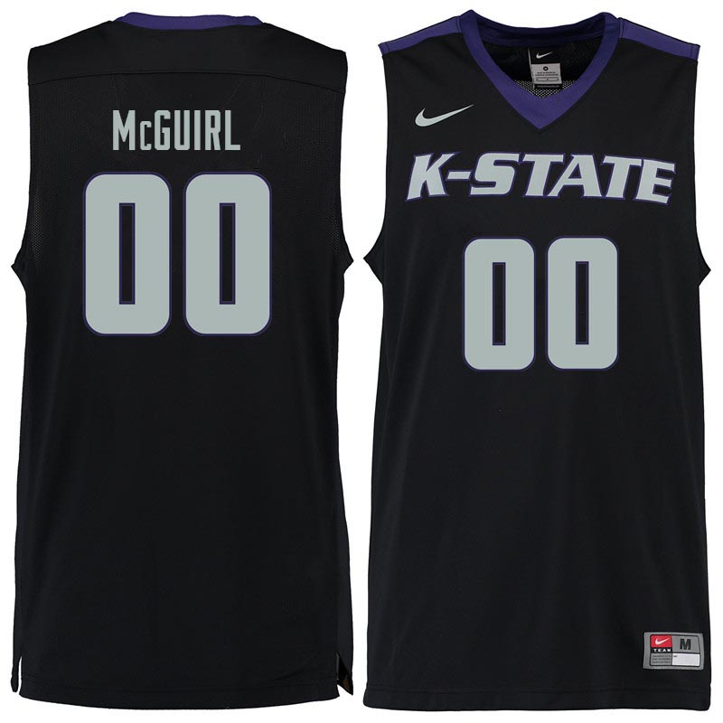 Men #00 Mike McGuirl Kansas State Wildcats College Basketball Jerseys Sale-Black - Click Image to Close
